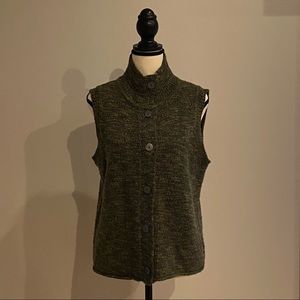 J Jill wool sweater button front collared vest fall layered cozy